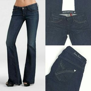 Guess Foxy Flare Denim Studded Dark Wash Jeans 24